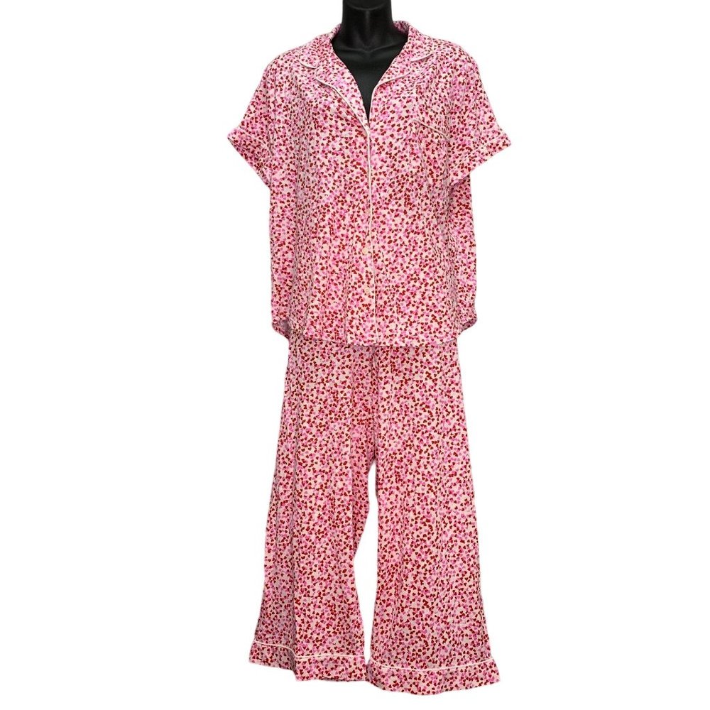 Kate Spade Pink and Red Hearts 2 pc Pajama Set Size Xl